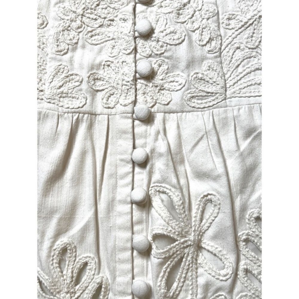 Anthropologie Ivory Drop-Waist Embroidered Eyelet Skirt - Picture 5 of 11